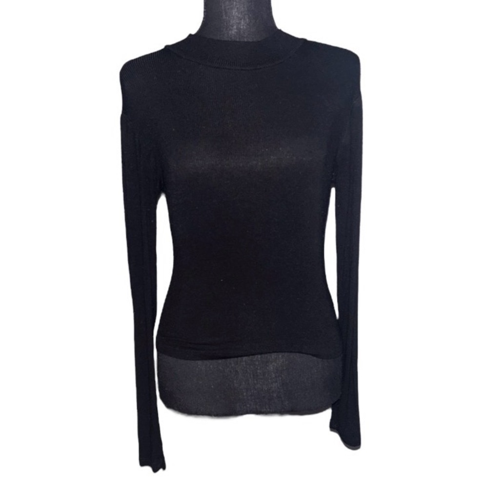 5/25$ ✨ Garage Black Mock Neck Long Sleeves Ribbed Top